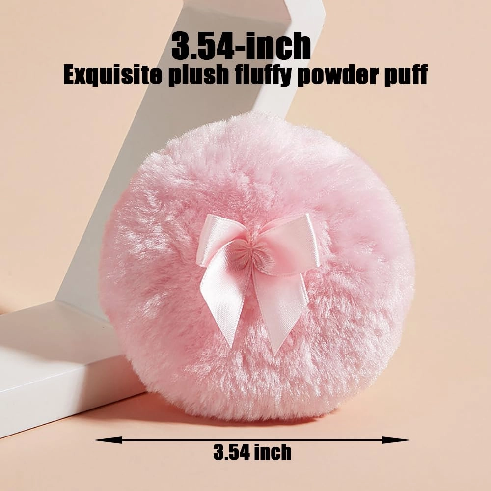 Luxury 4 Inch Glass Loose Powder Container with 2 Soft 3.5" Puffs｜Non-Sealed Refillable Organizer Storage for Body Powder Makeup & Jewelry & Setting Applicator(Crown-Amber)