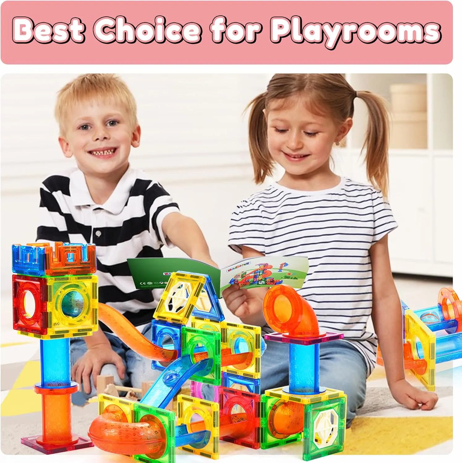 MAGBLOCK 85Pcs Marble Run Magnetic Tiles Toy Building Blocks STEM Educational Child Brain Development Kit Magnet Construction Toys for Boys Girls Kids Age 5 6 7  Years Old