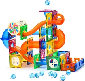 MAGBLOCK 85Pcs Marble Run Magnetic Tiles Toy Building Blocks STEM Educational Child Brain Development Kit Magnet Construction Toys for Boys Girls Kids Age 5 6 7  Years Old