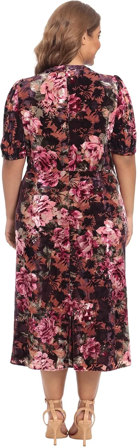 Maggy London Women's Keyhole Neck Velvet A-line Dress Occasion Party Event Guest of Wedding