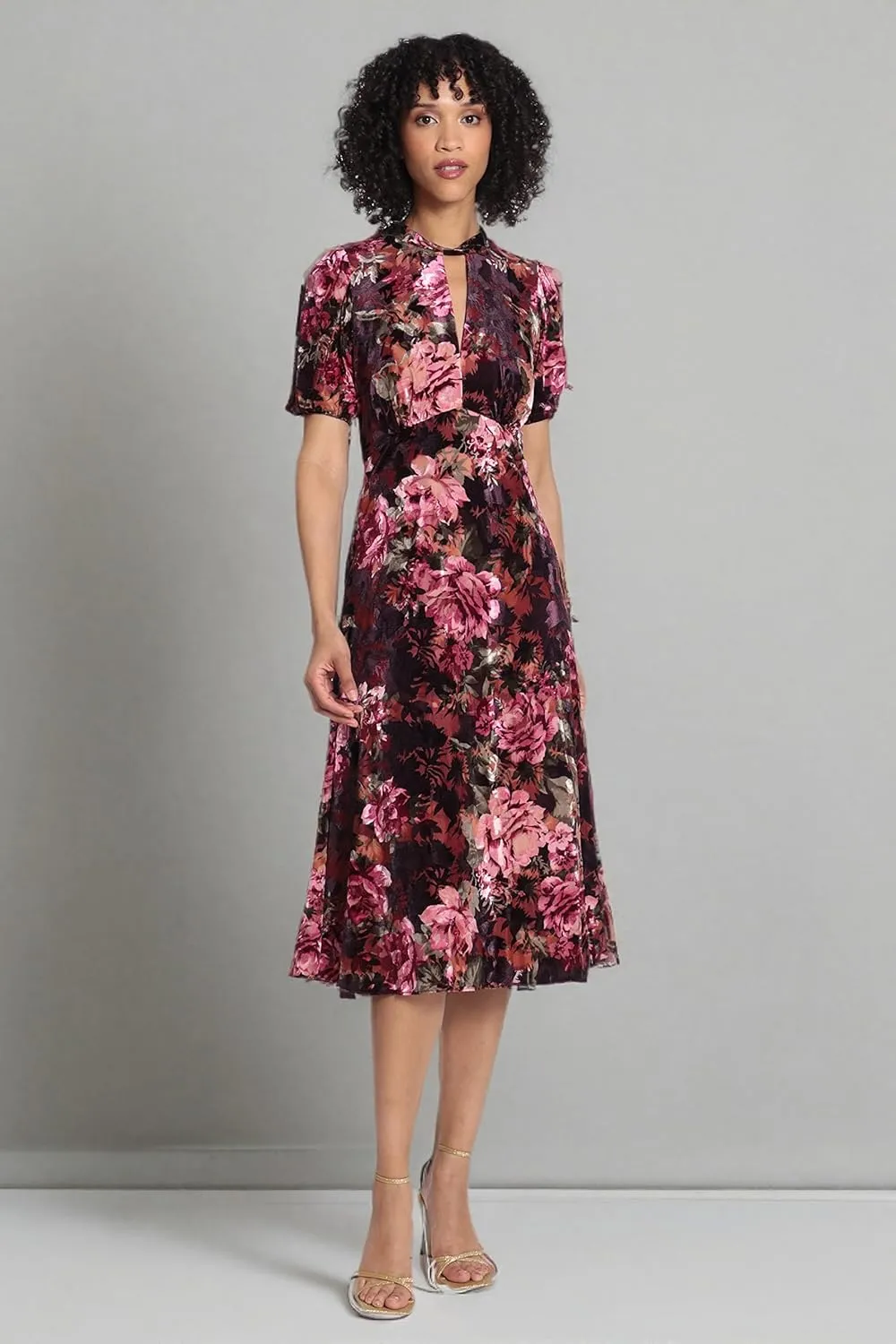 Maggy London Women's Keyhole Neck Velvet A-line Dress Occasion Party Event Guest of Wedding