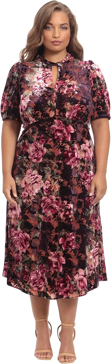 Maggy London Women's Keyhole Neck Velvet A-line Dress Occasion Party Event Guest of Wedding