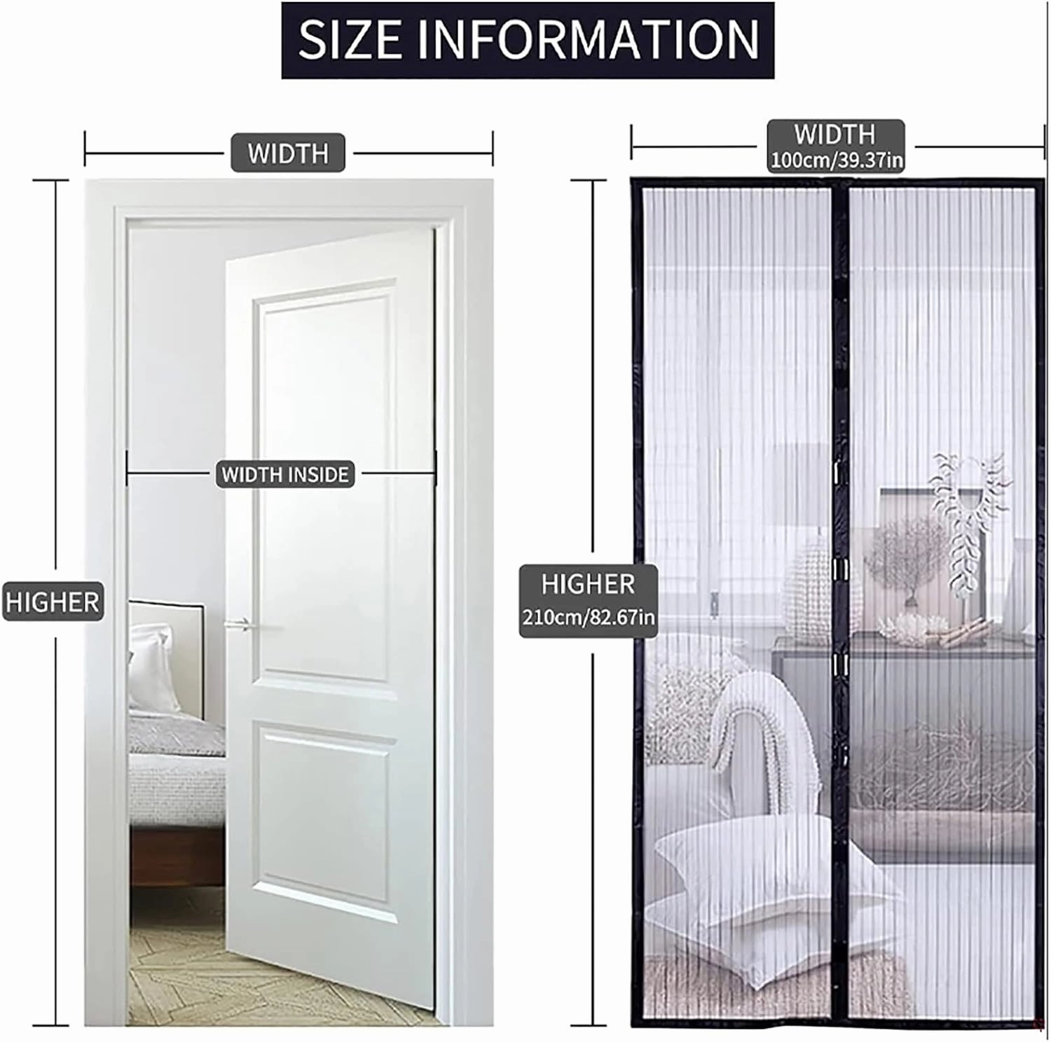 Magnet Fly Screen Door Insect Protection, Magnetic Mosquito Net,Automatic Closed Anti-Mosquito Curtain for Balcony and Patio Door