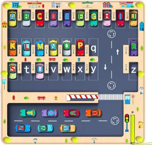 Magnetic Alphabet Maze Letter Puzzle Board, NOWRICH Montessori Toys for 2 3 4 5 Years Old Boys Girls, Magnet Alphabet Learning Car Parking Maze Toys for Kids 3-5, Easter Birthday Gifts for Toddler