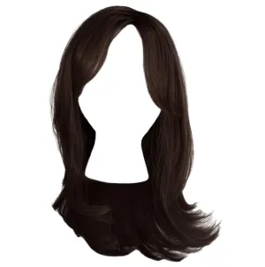 Magnetic Apppel Long Layered Wig With Whispy Bangs by Hairuwear, Average Cap - Dark Brown