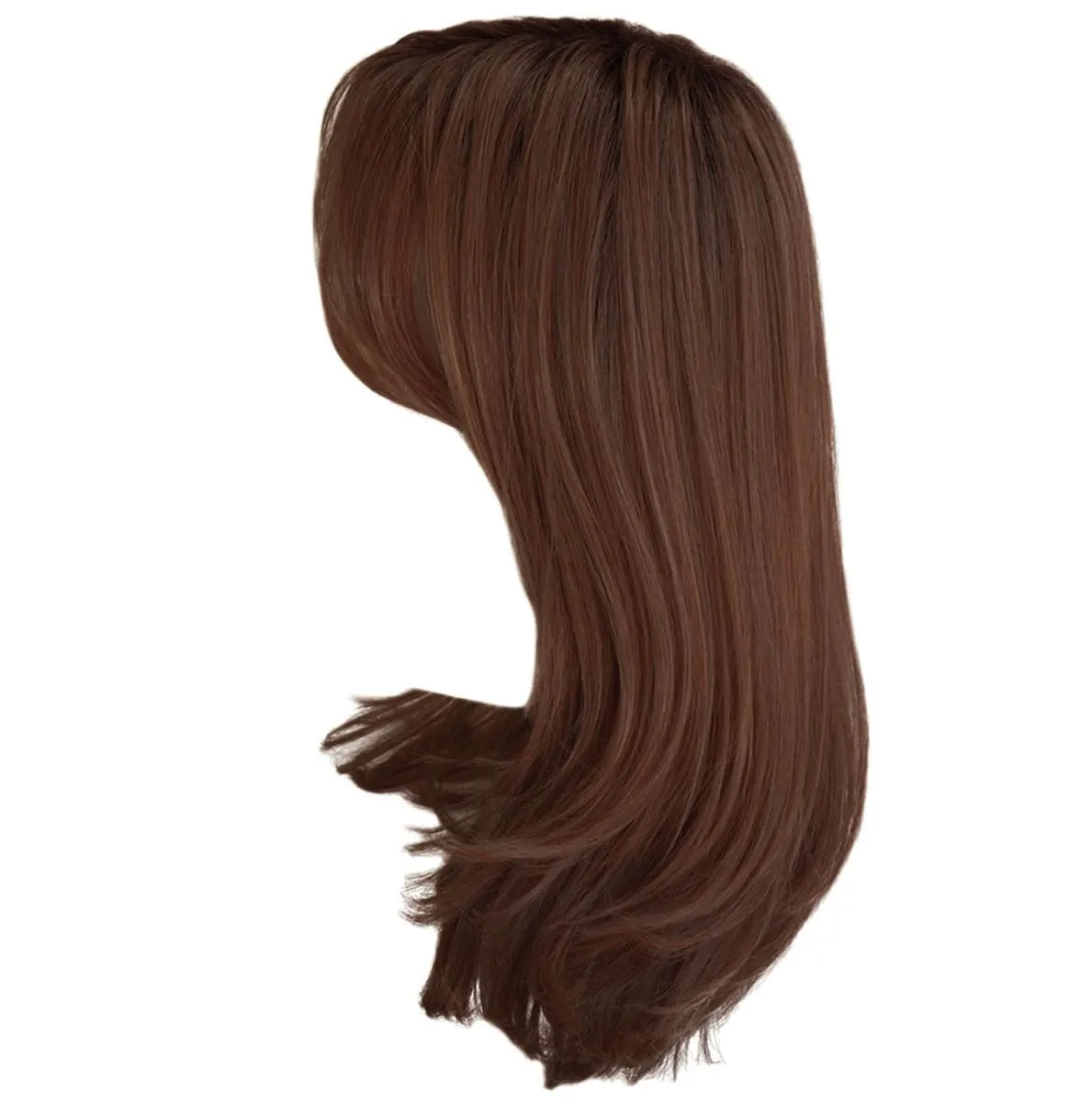 Magnetic Apppel Long Layered Wig With Whispy Bangs by Hairuwear, Average Cap - Medium Brown