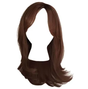 Magnetic Apppel Long Layered Wig With Whispy Bangs by Hairuwear, Average Cap - Medium Brown