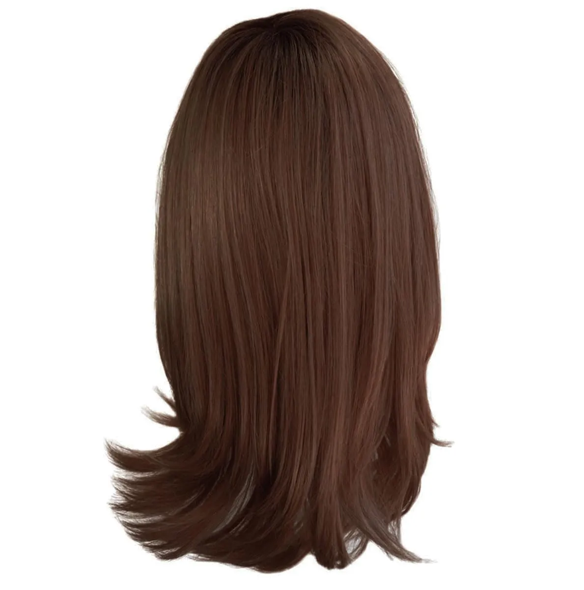 Magnetic Apppel Long Layered Wig With Whispy Bangs by Hairuwear, Average Cap - Medium Brown