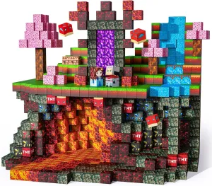 Magnetic Blocks-100PCS Build Magnet Magic Forest World Set Magnetic Building Blocks, STEM Sensory 0.98” Magnet Cubes for Kids Toddlers for Boys & Girls Ages 3 4 5 6 7 8 9 10 12
