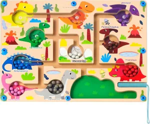 Magnetic Color and Number Maze, Dinosaur Montessori Toddler Toys, Fine Motor Skills Wooden Toys for 3  Years Boys and Girls, Preschool Learning Toys