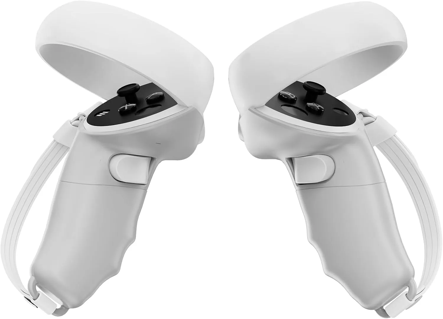 Magnetic Controller Grips for Meta Quest 2 | Ergonomic Design | Quick Installation | Compatible with Charging Dock | Extended Length | Silicone Wrist Strap (Gray, Quest 2)