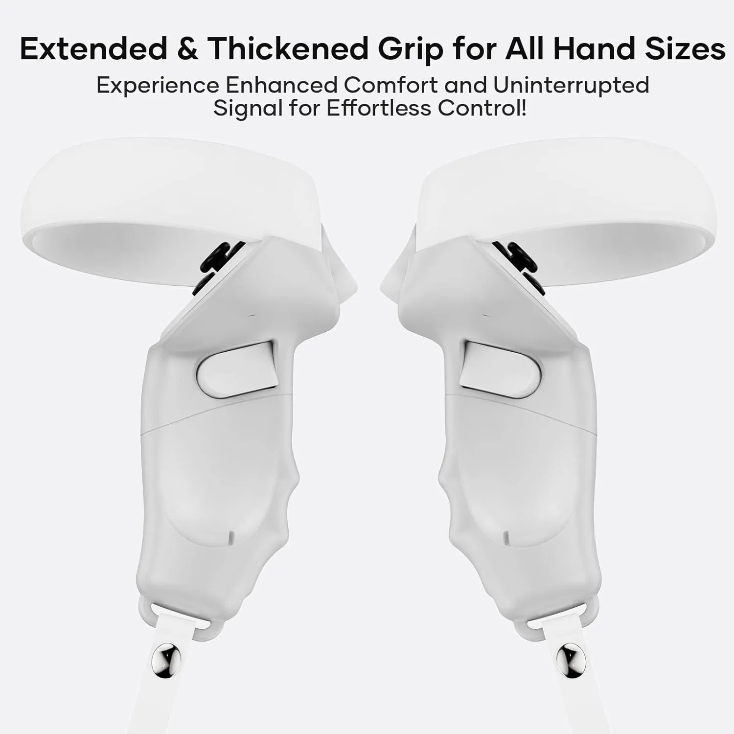 Magnetic Controller Grips for Meta Quest 2 | Ergonomic Design | Quick Installation | Compatible with Charging Dock | Extended Length | Silicone Wrist Strap (Gray, Quest 2)