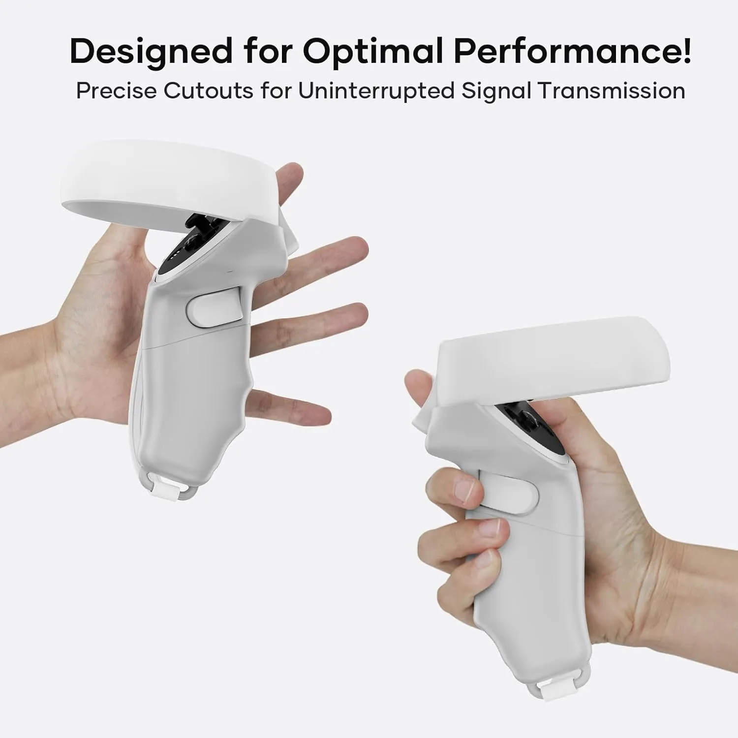 Magnetic Controller Grips for Meta Quest 2 | Ergonomic Design | Quick Installation | Compatible with Charging Dock | Extended Length | Silicone Wrist Strap (Gray, Quest 2)