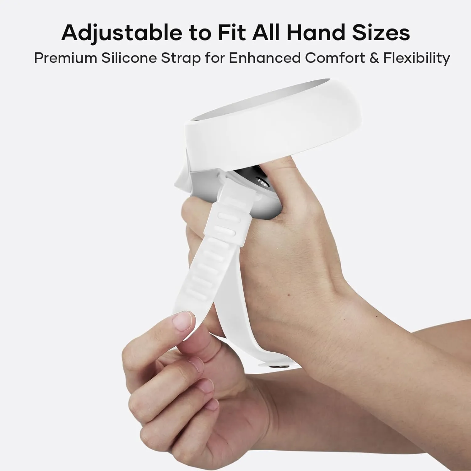 Magnetic Controller Grips for Meta Quest 2 | Ergonomic Design | Quick Installation | Compatible with Charging Dock | Extended Length | Silicone Wrist Strap (Gray, Quest 2)