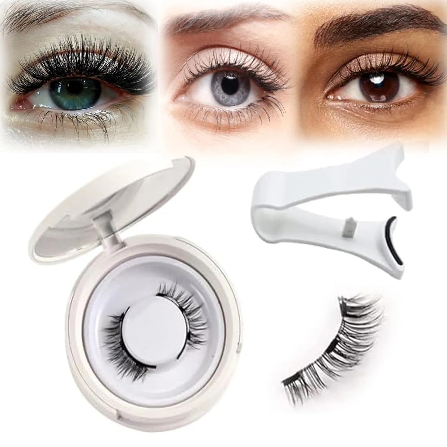 Magnetic Eyelashes, Magnetic Lashes, Magnetic Lashes with Applicator, Quick, Safe, Double Sided Magnetic Eyelashes, Natural Look No Glue or Eyeliner Reusable (natural, 3)