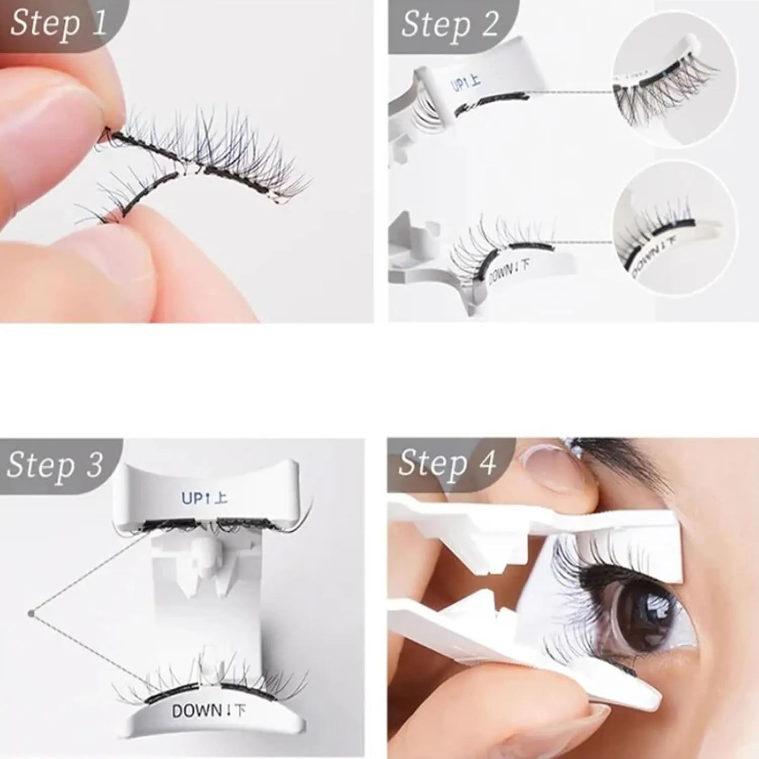 Magnetic Eyelashes, Magnetic Lashes, Magnetic Lashes with Applicator, Quick, Safe, Double Sided Magnetic Eyelashes, Natural Look No Glue or Eyeliner Reusable (natural, 3)