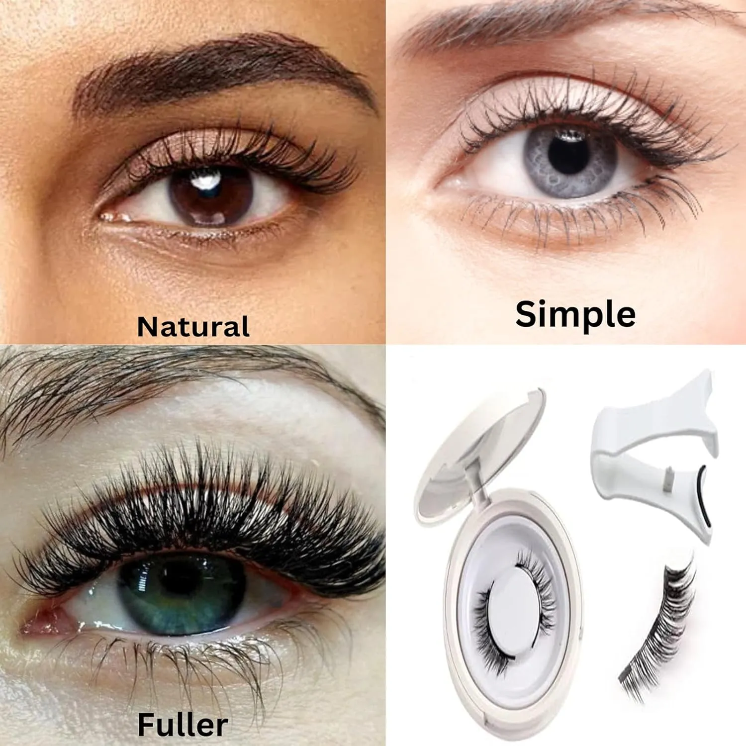 Magnetic Eyelashes, Magnetic Lashes, Magnetic Lashes with Applicator, Quick, Safe, Double Sided Magnetic Eyelashes, Natural Look No Glue or Eyeliner Reusable (natural, 3)