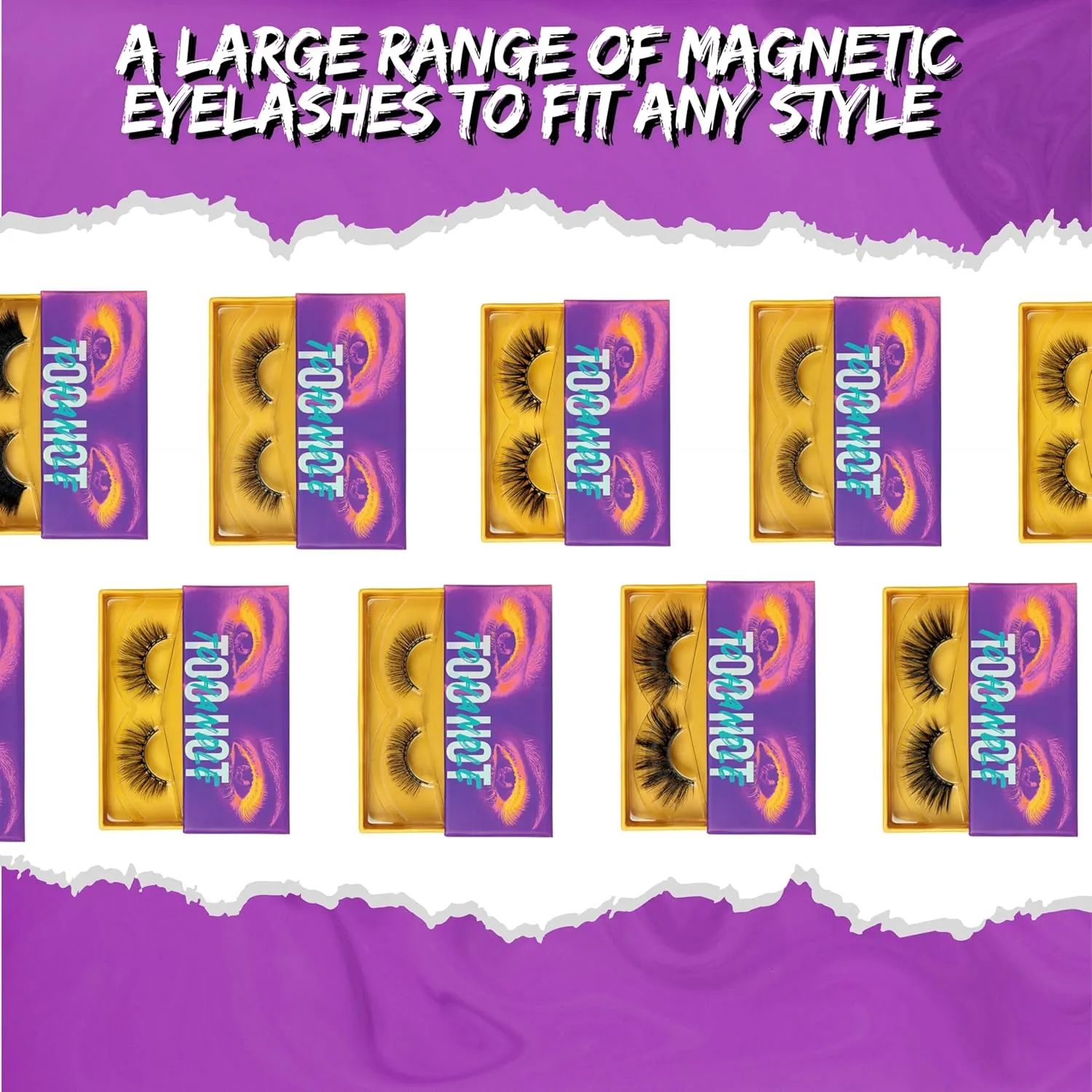 Magnetic Eyelashes with 12 Magnets – Premium Faux Mink Lashes | Reusable 50x | Universal Fit | Vegan & Cruelty-Free | Natural Look – 1 Pair (Too Fabulous)