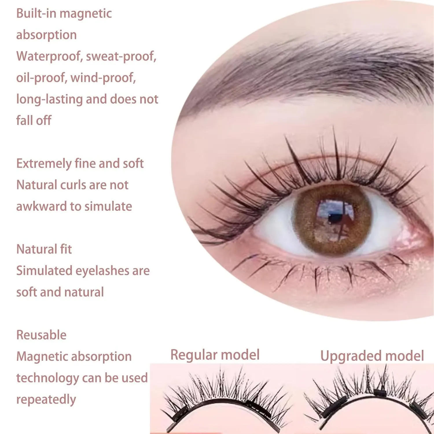 Magnetic Eyelashes With Applicator,Upgrade Magnetic Eyelashes With Applicator (Natural Style,2 SET)