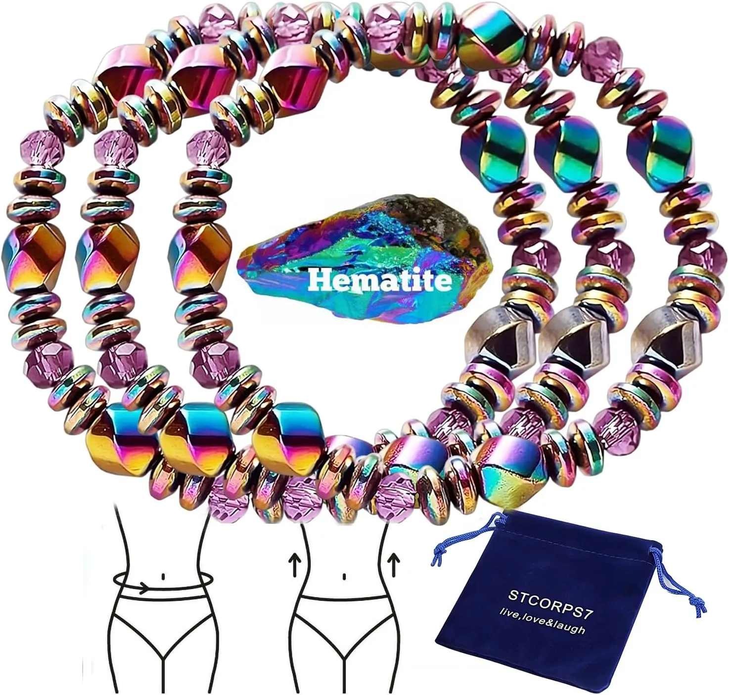 Magnetic Healing Bracelet – Adjustable Hematite Bracelet for Lymph Drainage, Arthritis, Anxiety Relief, Swelling Reduction & Weight Loss – Slimming Bracelet for Women & Men