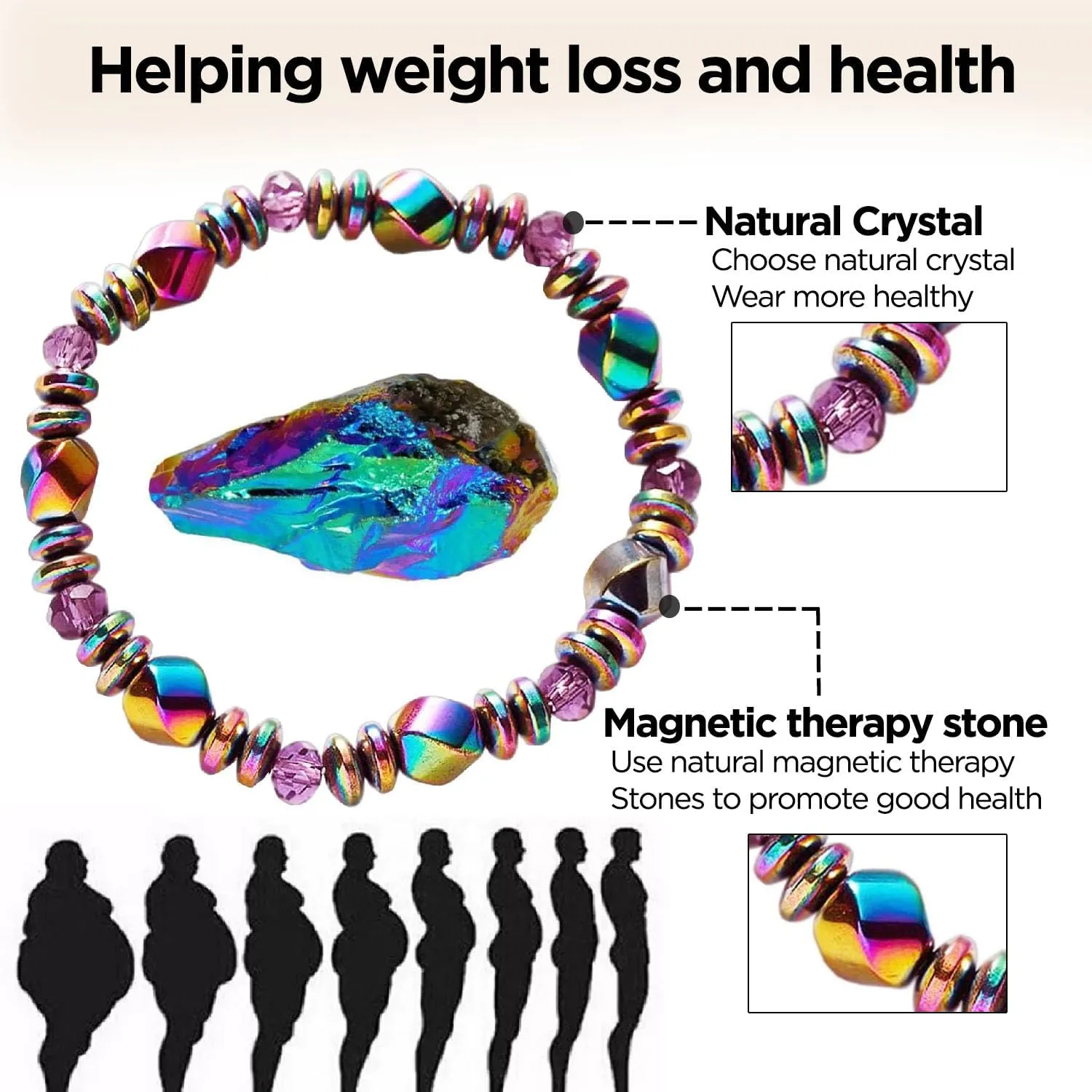 Magnetic Healing Bracelet – Adjustable Hematite Bracelet for Lymph Drainage, Arthritis, Anxiety Relief, Swelling Reduction & Weight Loss – Slimming Bracelet for Women & Men