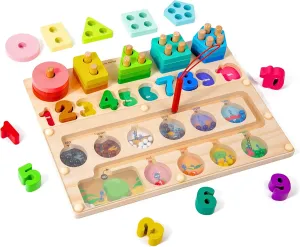 Magnetic Maze Board - Montessori Wooden Puzzles Educational Shape Sorter for Toddlers, Color & Number Matching Game - Motor Skills Magnet Toys Kids 3-5 Years Old Boys Girls Preschool (Ants Maze, M)