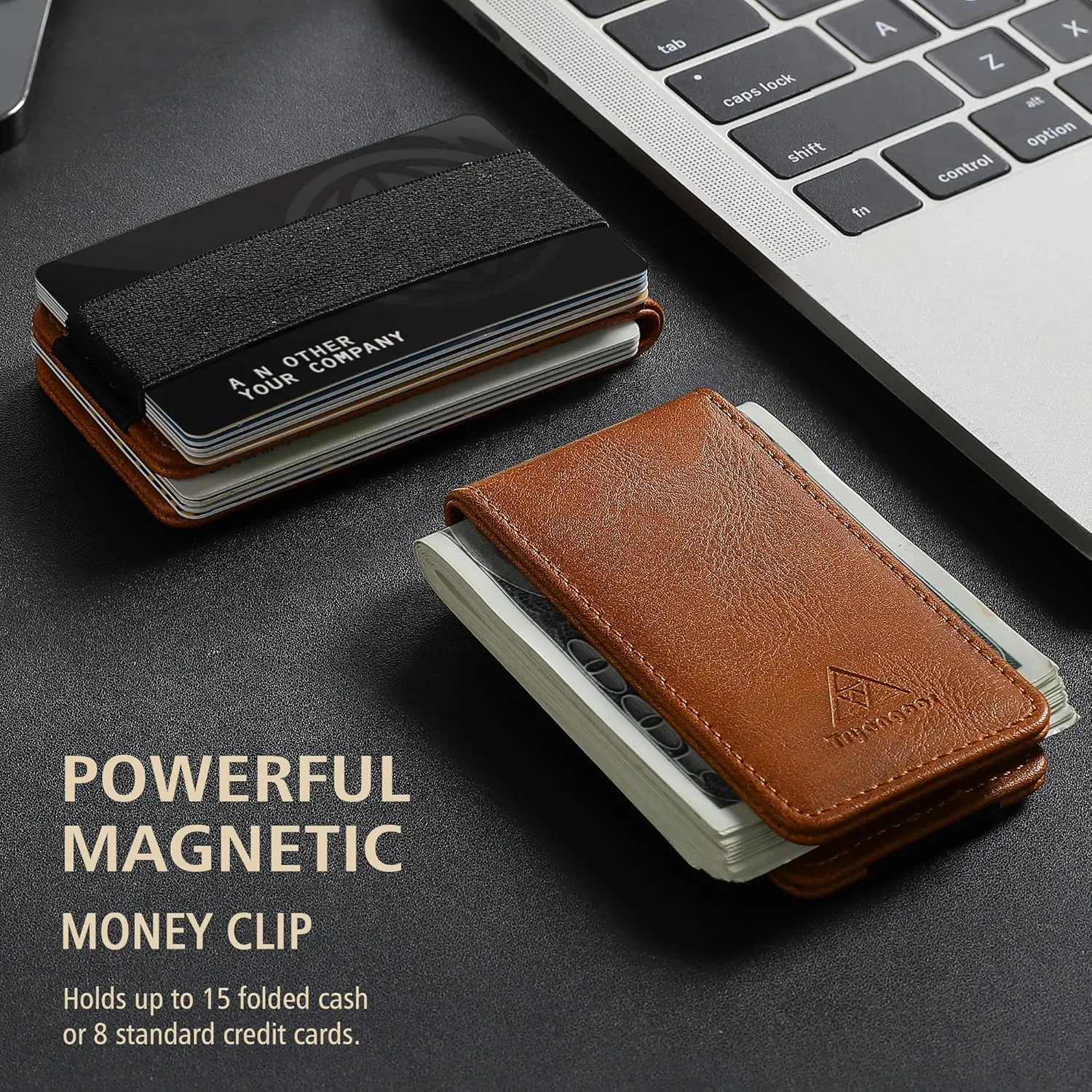 Magnetic Money Clip for Men Leather Money Clip with elastic band Slim Money Clip Holds 5 credit card and10 Bills