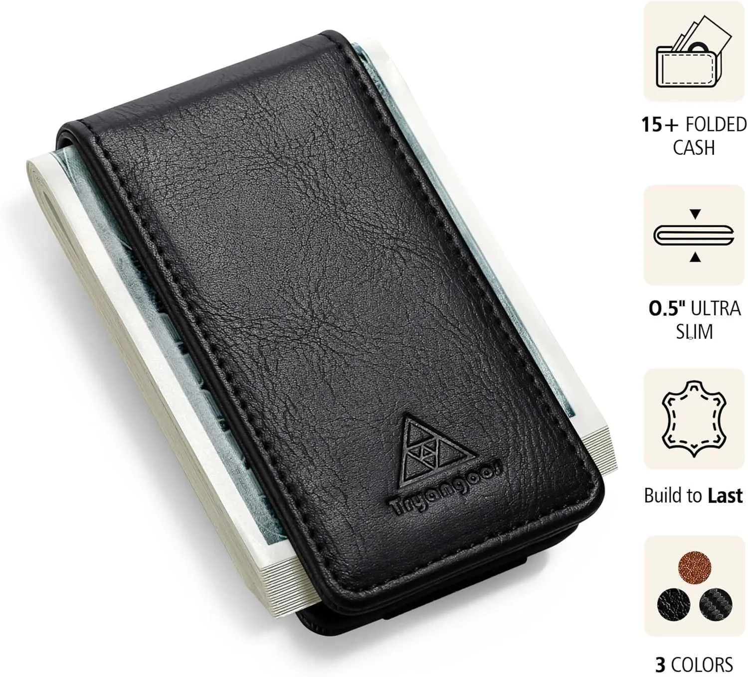 Magnetic Money Clip for Men Leather Money Clip with elastic band Slim Money Clip Holds 5 credit card and10 Bills