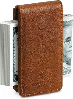 Magnetic Money Clip for Men Leather Money Clip with elastic band Slim Money Clip Holds 5 credit card and10 Bills