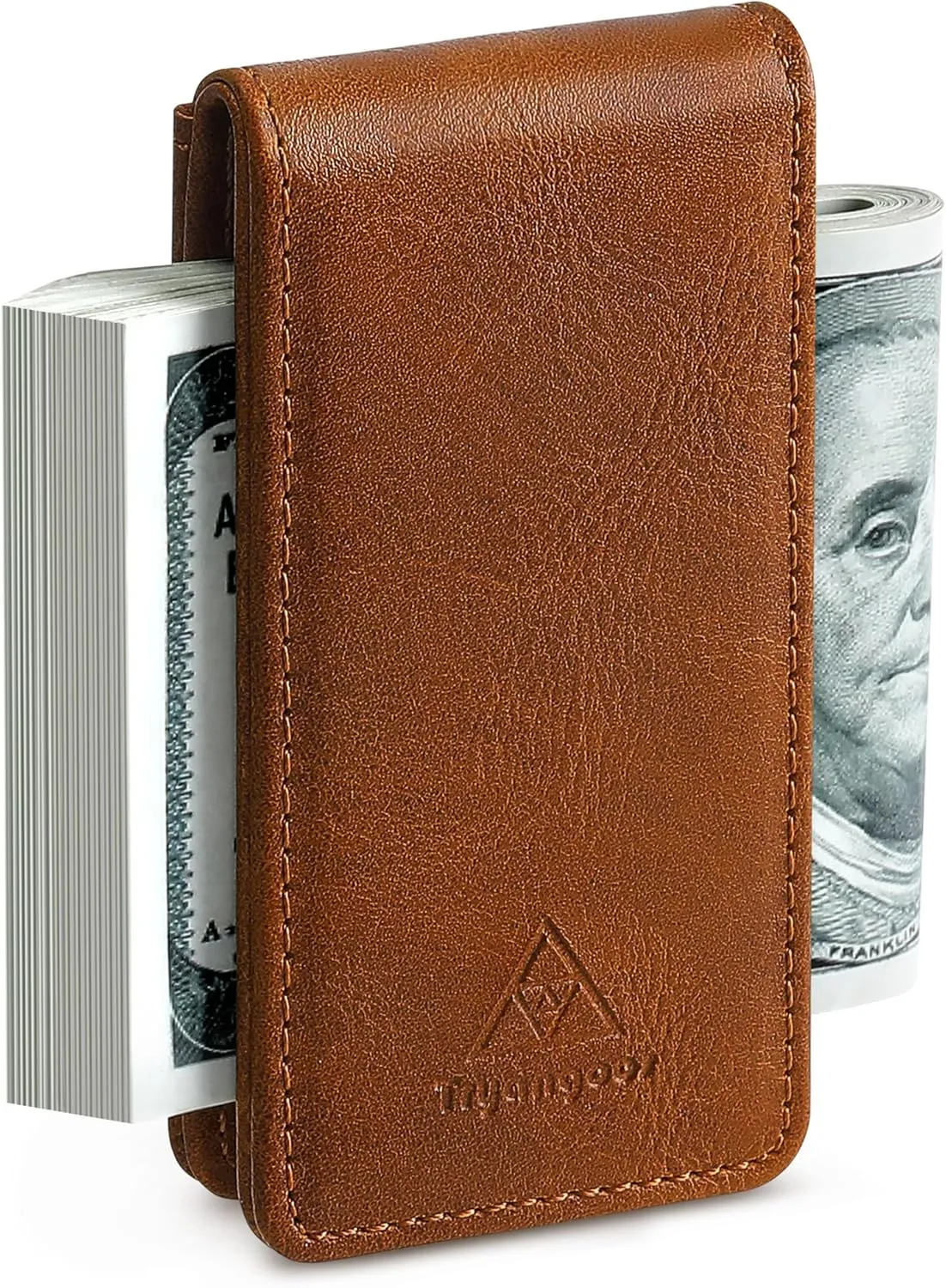 Magnetic Money Clip for Men Leather Money Clip with elastic band Slim Money Clip Holds 5 credit card and10 Bills