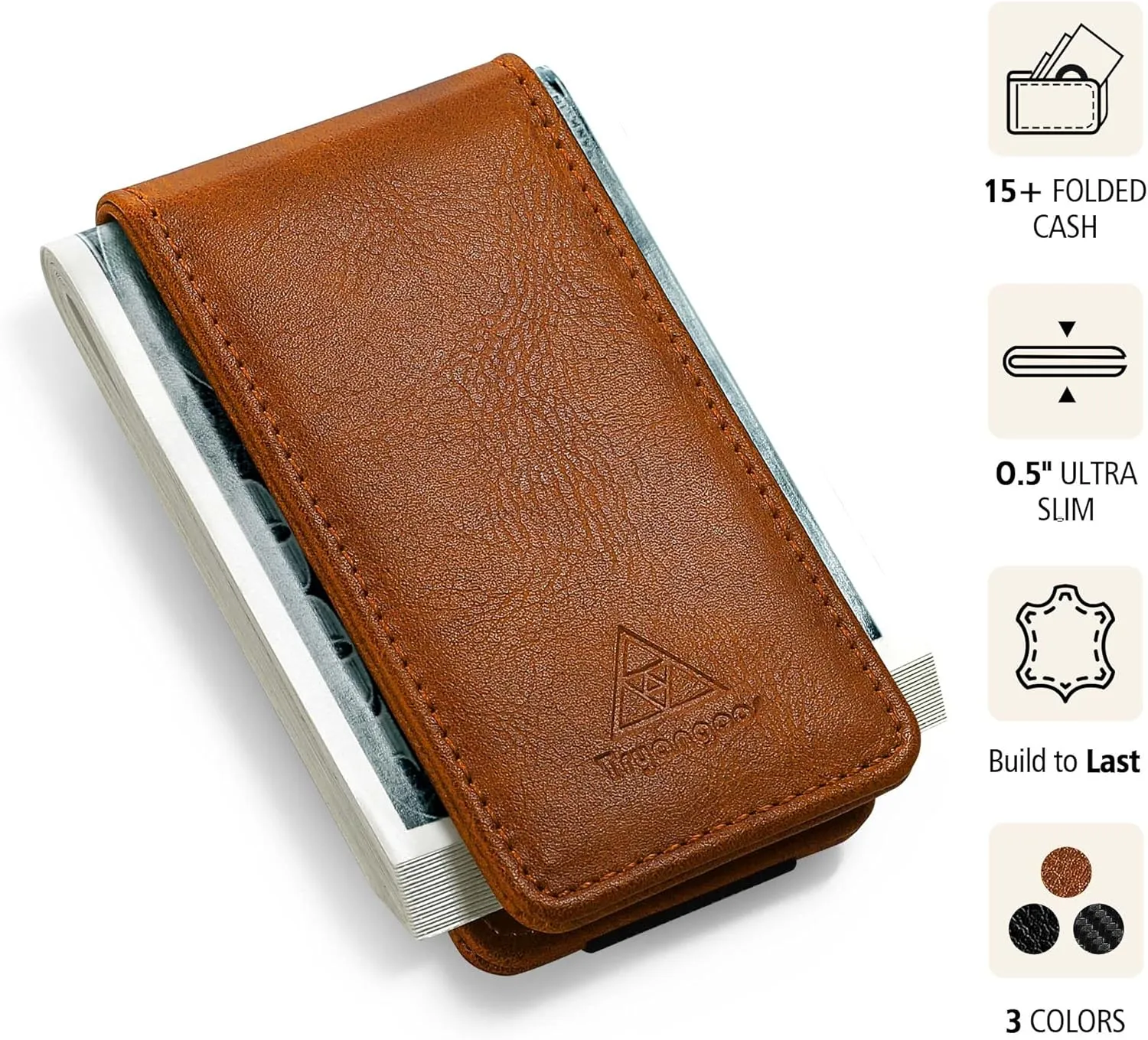 Magnetic Money Clip for Men Leather Money Clip with elastic band Slim Money Clip Holds 5 credit card and10 Bills
