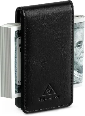 Magnetic Money Clip for Men Leather Money Clip with elastic band Slim Money Clip Holds 5 credit card and10 Bills