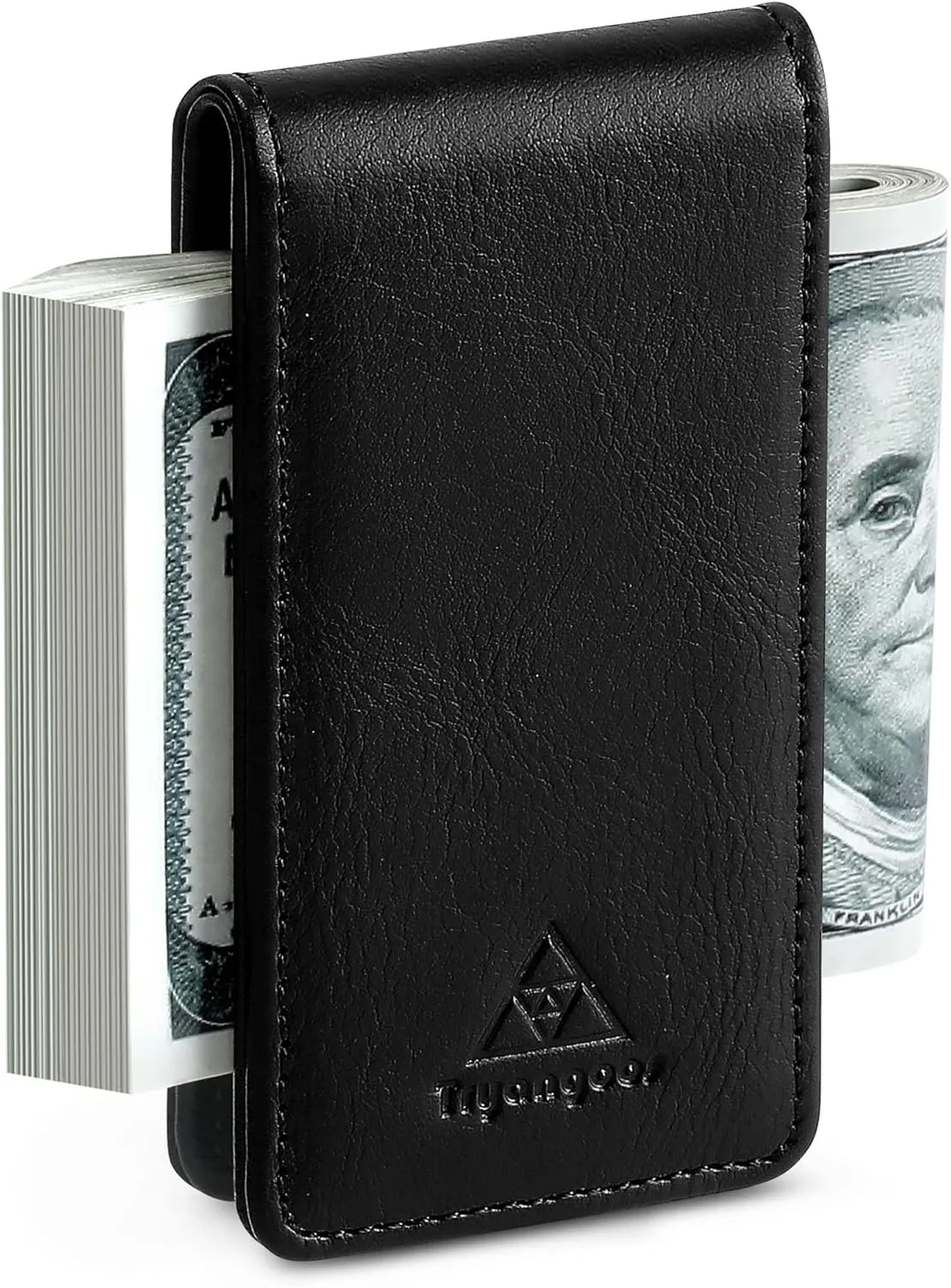 Magnetic Money Clip for Men Leather Money Clip with elastic band Slim Money Clip Holds 5 credit card and10 Bills