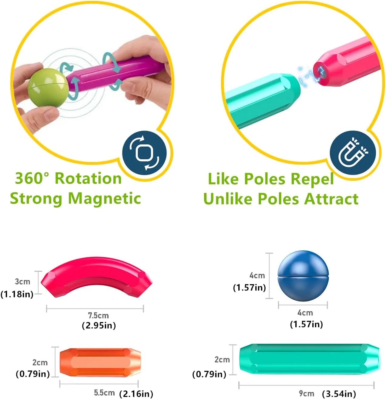 Magnetic Stick, Magnetic Balls and Rods Set, Building Sticks Blocks, Magnetic Blocks, STEM Stacking Magnetic Toys Magnet Educational Toys for Kids Boys and Girls (42 PCS)