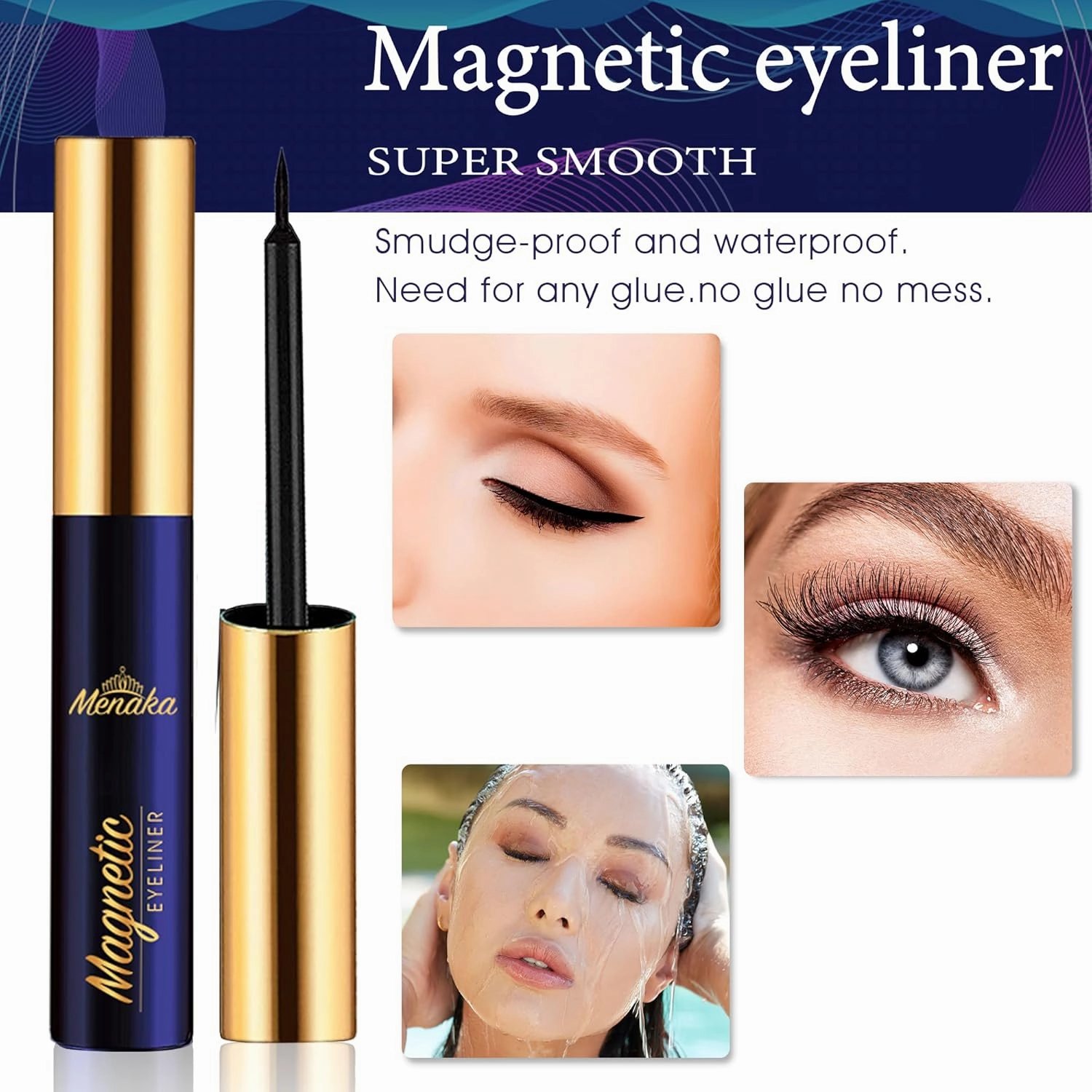 Magnetic Eyelashes Magnetic Lashes Natural Looking,10 Pairs Reusable Magnetic Eyelash kit with Applicator - Upgraded Long Lasting (4 Tube of Liner) Easy to Apply.