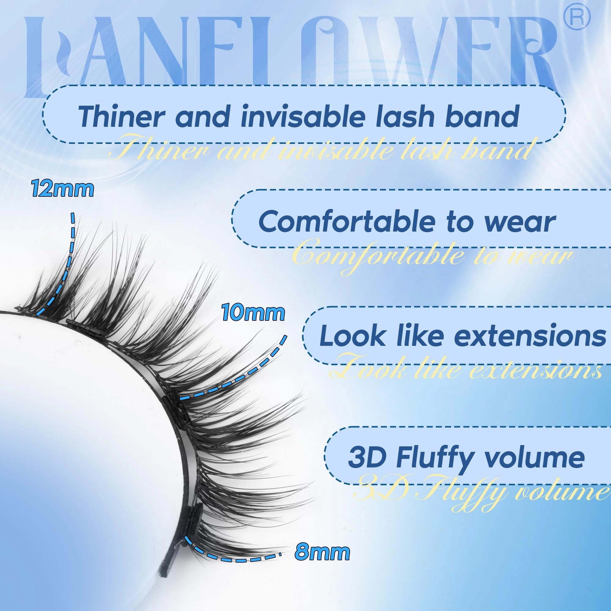 Magnetic Eyelashes with Applicator Reusable Natural Look Magnetic Eyelashes without Eyeliner No Glue Needed Lashes with Magnets Cat Eye False Eyelashes by Lanflower