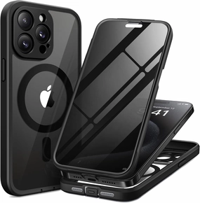 Magnetic for iPhone 15 Pro Max Case, Compatible with MagSafe, Built-in Privacy Screen Protector and Camera Protection, Anti Spy Full Body Dustproof Shockproof Hard Phone Case 6.7", Black