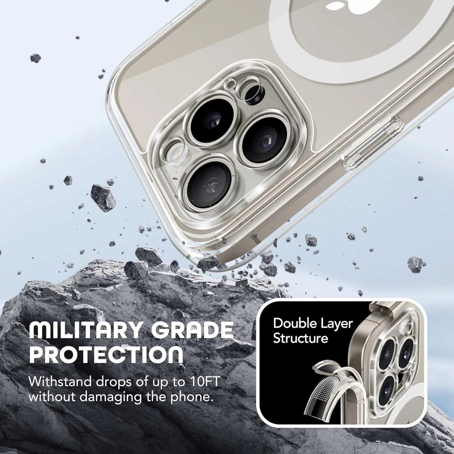 Magnetic for iPhone 15 Pro Max Case, Compatible with MagSafe, Built-in Privacy Screen Protector and Camera Protection, Anti Spy Full Body Dustproof Shockproof Hard Phone Case 6.7", Clear