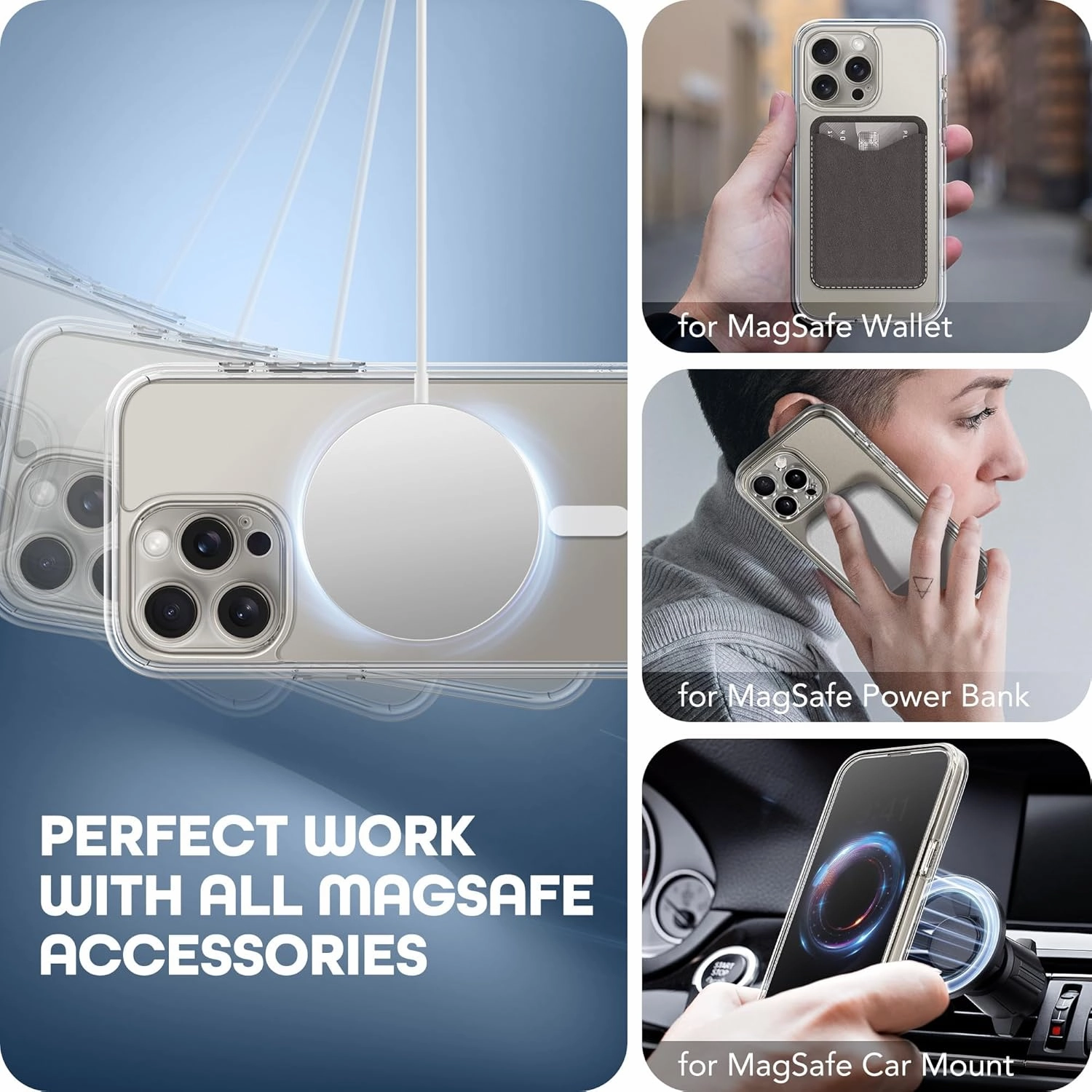 Magnetic for iPhone 15 Pro Max Case, Compatible with MagSafe, Built-in Privacy Screen Protector and Camera Protection, Anti Spy Full Body Dustproof Shockproof Hard Phone Case 6.7", Clear