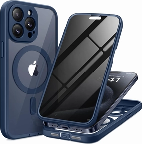 Magnetic for iPhone 15 Pro Max Case, Compatible with MagSafe, Built-in Privacy Screen Protector and Camera Protection, Anti Spy Full Body Dustproof Shockproof Hard Phone Case 6.7", Dark Blue