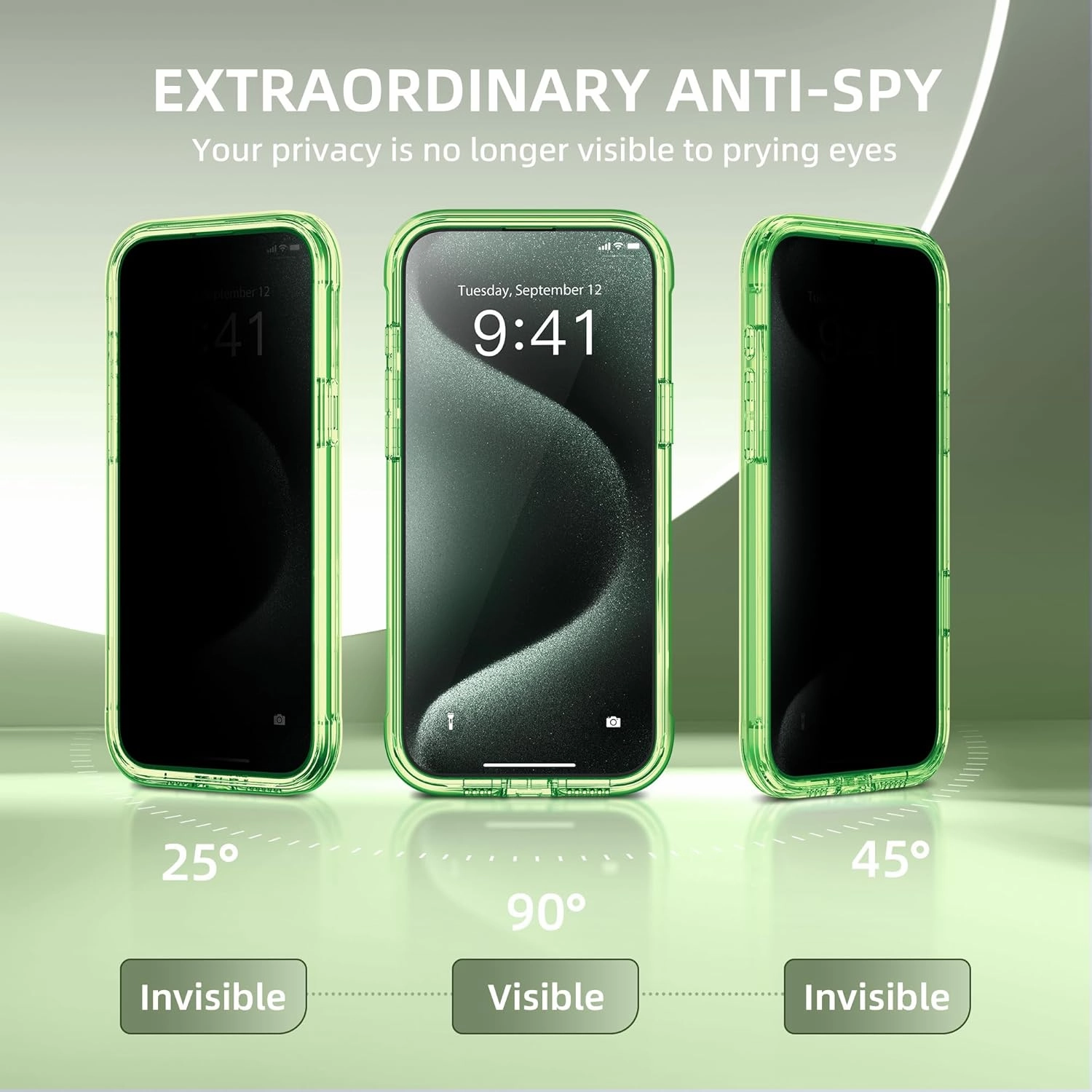 Magnetic for iPhone 15 Pro Max Case, Compatible with MagSafe, Built-in Privacy Screen Protector and Camera Protection, Anti Spy Full Body Dustproof Shockproof Hard Phone Case 6.7",Bright Green
