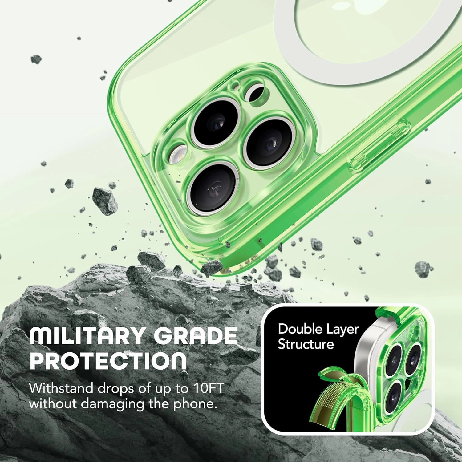 Magnetic for iPhone 15 Pro Max Case, Compatible with MagSafe, Built-in Privacy Screen Protector and Camera Protection, Anti Spy Full Body Dustproof Shockproof Hard Phone Case 6.7",Bright Green