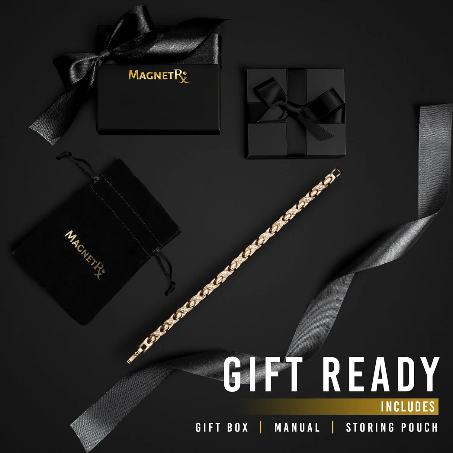 MagnetRX Copper Bracelets for Women – Ultra Strength Magnetic Crystal Bracelet for Women – Adjustable Copper Bracelet with Crystals with Included Sizing Tool (Crystal XO Style)