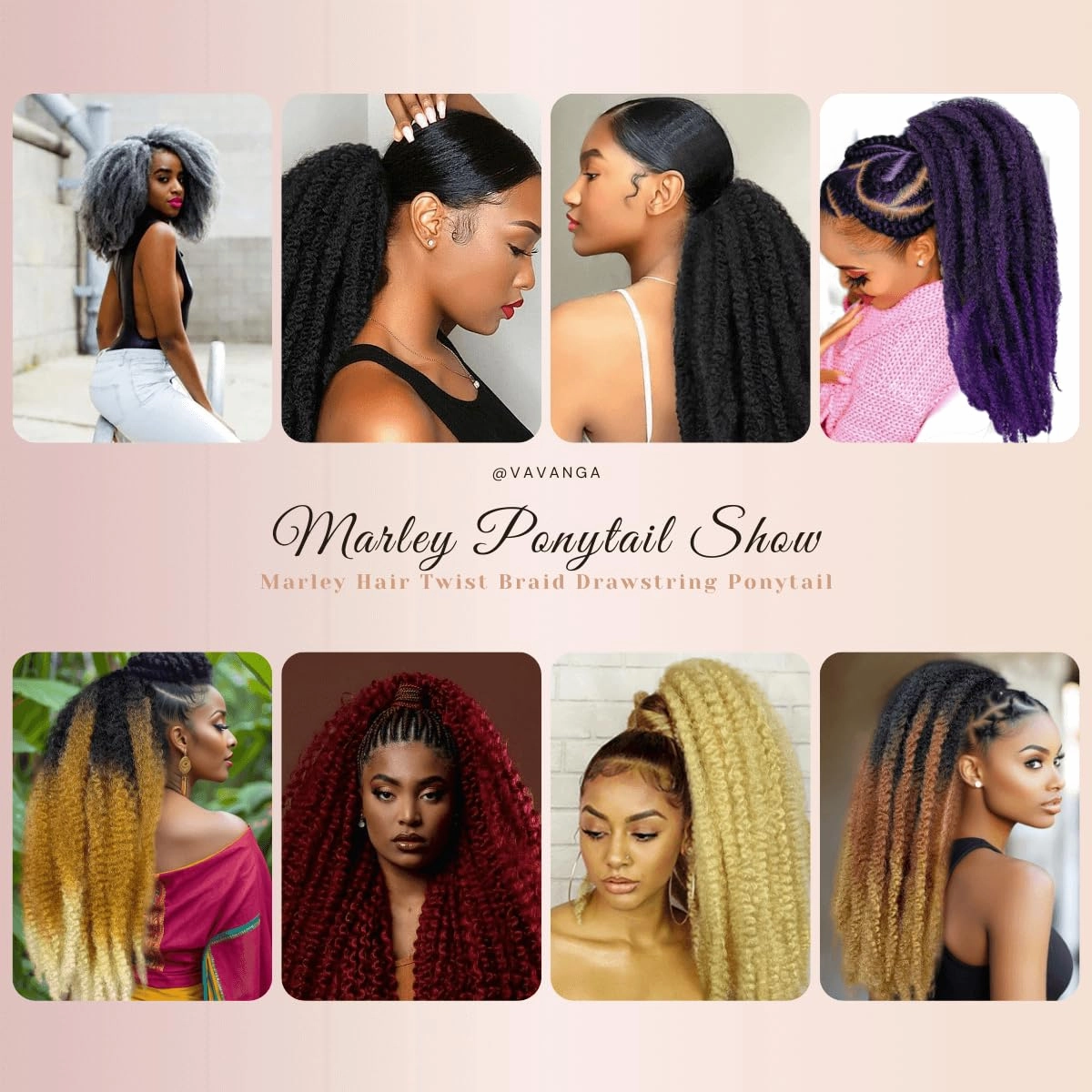 Marley Hair Ponytail Drawstring 18-inch Dark Brown Color Synthetic Braiding Hair Afro Kinky Ponytail for Women Quick Wrap Pony Jamaican Twist Hair Ponytail Extension(33#, 18")