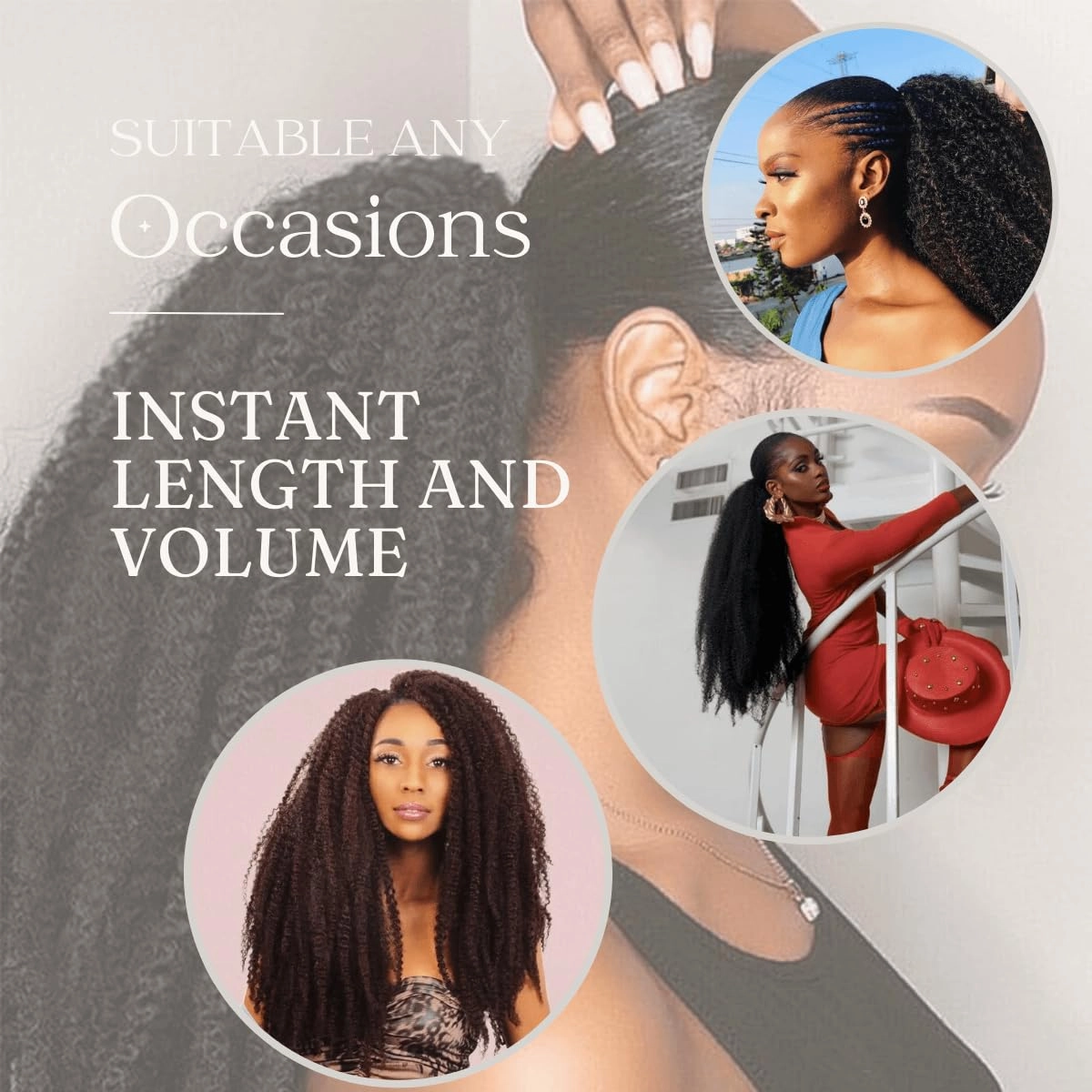 Marley Hair Ponytail Drawstring 18-inch Dark Brown Color Synthetic Braiding Hair Afro Kinky Ponytail for Women Quick Wrap Pony Jamaican Twist Hair Ponytail Extension(33#, 18")
