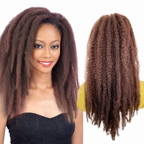 Marley Hair Ponytail Drawstring 18-inch Dark Brown Color Synthetic Braiding Hair Afro Kinky Ponytail for Women Quick Wrap Pony Jamaican Twist Hair Ponytail Extension(33#, 18")