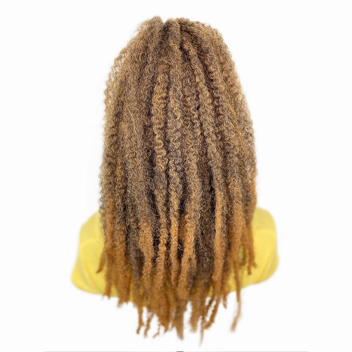 Marley Hair Ponytail Drawstring 18-inch Ombre Brown Color Synthetic Braiding Hair Afro Kinky Ponytail for Black Women Quick Wrap Pony Twisted Braid Hair Ponytail Extension(T1B/27#, 18")