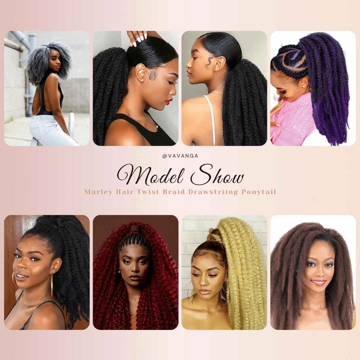 Marley Hair Ponytail Drawstring 18-inch Synthetic Braiding Hair Afro Kinky Ponytail for Black Women Quick Wrap Pony Jamaican Marley Twist Braid Drawstring Pony Tail Hair Piece(#1B, 18")