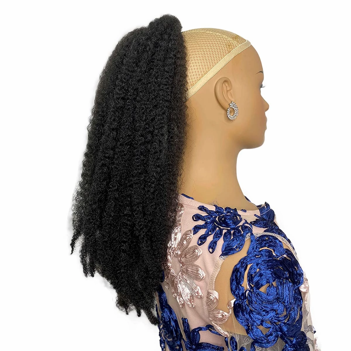Marley Hair Ponytail Drawstring 18-inch Synthetic Braiding Hair Afro Kinky Ponytail for Black Women Quick Wrap Pony Jamaican Marley Twist Braid Drawstring Pony Tail Hair Piece(#1B, 18")