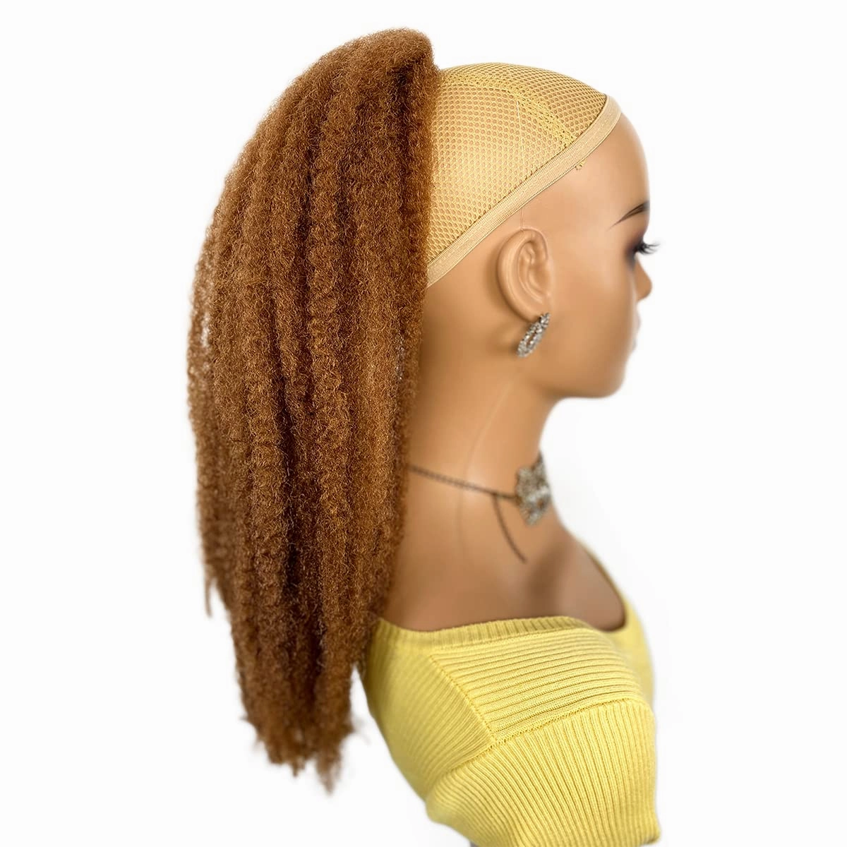 Marley Twisted Braided Ponytail Drawstring 18-inch Brown Color Synthetic Braiding Hair Afro Kinky Ponytail Extension(30#, 18")